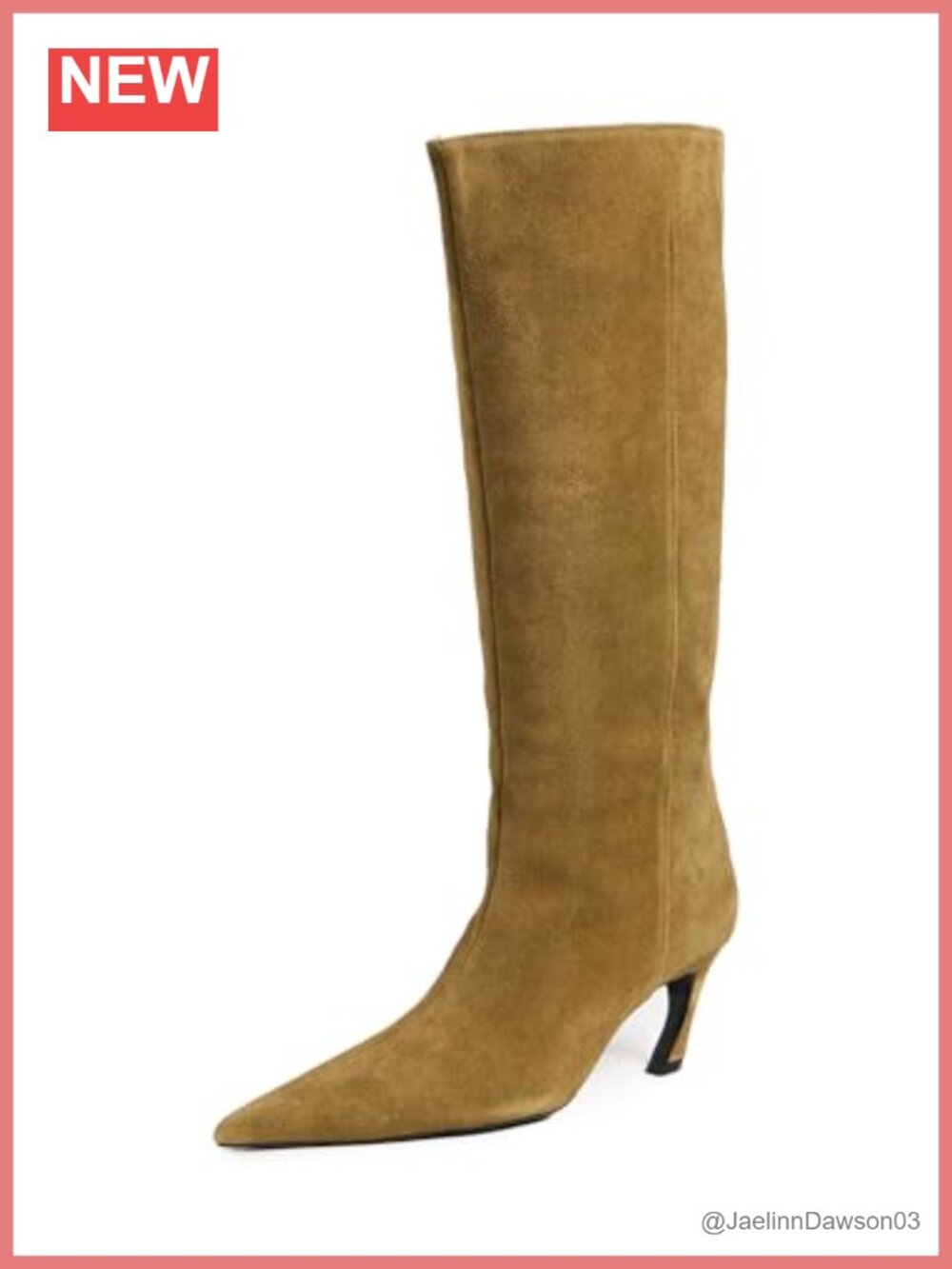 Knee-High Suede Mid Heel Boots Women's Slip-On Pointed Toe Stacked Heel Fashion